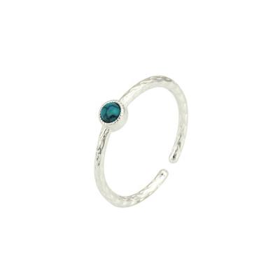 China Trendy Tasty Stackable Solitaire Ring With Turquoise Stone In Silver Plating for sale