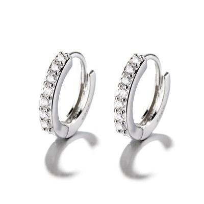 China CLASSIC Classic Pave CZ Single Row Huggie Earrings with Clear or Black AAA Zircon. for sale