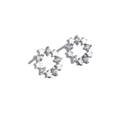 China Fashion Pave CZ Diamond Halo Earring With Stars in 925 Sterling Silver for sale