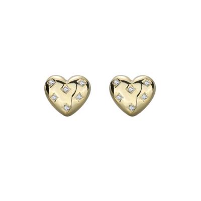 China Fashionable Charm Korean 925 Sterling Silver Puff Heart Earrings Pave With AAA Zircon for sale