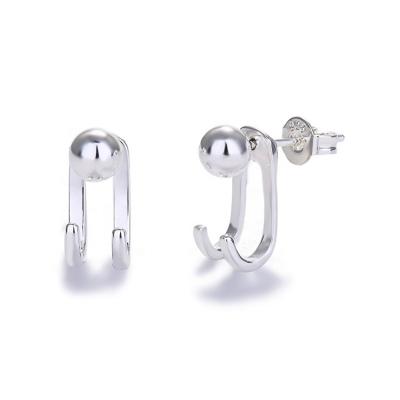 China Fashion Elegant Silver Plated Dress Up High Polished Sterling Silver Ball Earring Jackets for sale