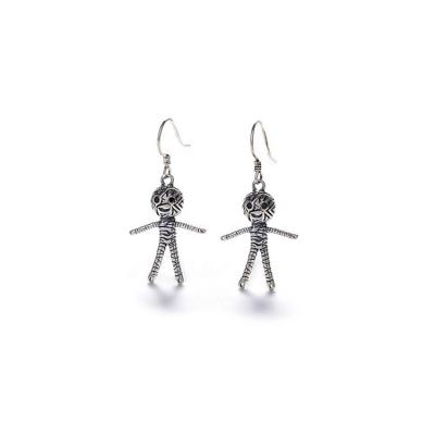 China Retro Punk And Personality Antique Silver Plated Sterling Scarecrow Drop Earring for sale