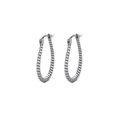 China TRENDY Vintage Large Oval Twisted Rope Circle Earring in Sterling Silver for sale