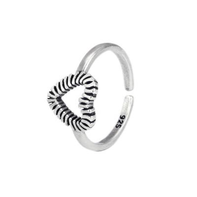 China Trendy Not Easy Tarnish Style Antique Stylish Punk Silver Plated Hollow Open Heart Fashion Women Ring for sale