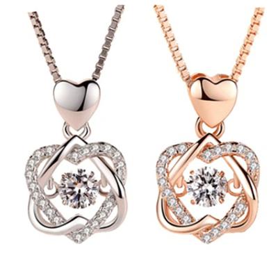 China FASHIONABLE Melody Of Love, Heart Crossing Clover Dancing Pendant Necklace With Box Chain for sale