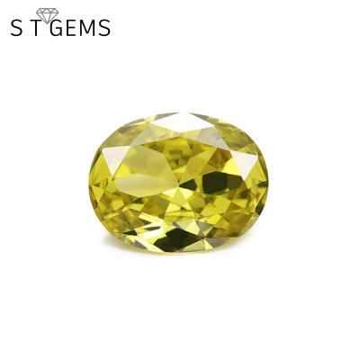 China Color Play Or Fire Loose Oval Shape CZ Diamond Stones For Jewelry Light Yellow Color Zircon Stones for sale