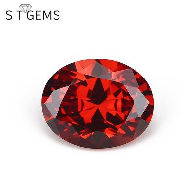 China Fire Best Supplier Cheap Price Wholesale Color Set Or Oval Cut Garnet Color Cubic Zirconia For Synthetic Wax Jewelry for sale