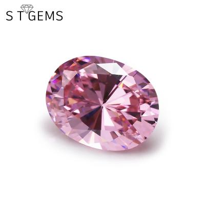 China High Quality Color Set Or Fire 100 Pcs Ready To Ship Pink CZ Shape Synthetic Oval Zirconia Loose Zircon Stones for sale