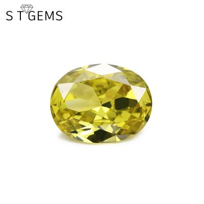 China Game Or Fire 100 Pcs Color Ready To Ship Oval Shape CZ Diamond Stones For Jewelry Loose Light Yellow Zircon Stones Color for sale