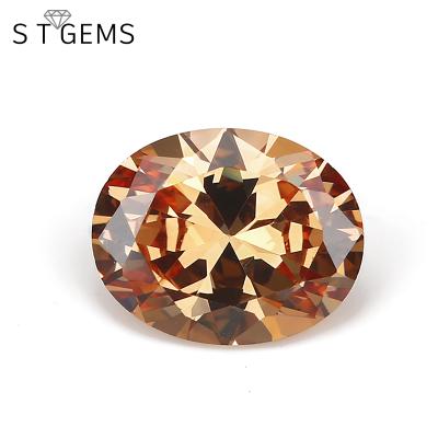 China Free Ship 100 Pcs Oval Cut Champagne CZ Zirconia Color Fire Or Game High Quality Ready Stone Women'S Jewrley Price for sale