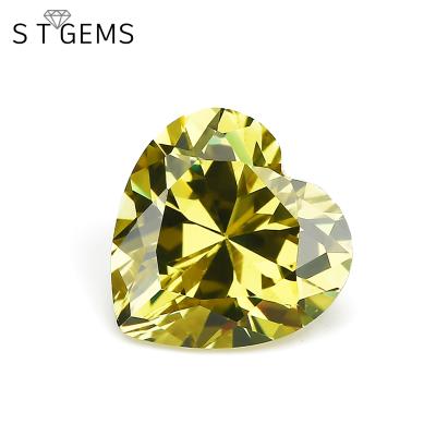 China Color Set or Wholesale Fire Lucky Stone Light Yellow CZ Heart Shape Zircon Loose Stone Stones for sale