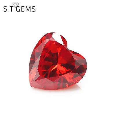 China High Quality Fire Heart Shape Color Set Or Machine Cut Orange Zircon China Synthetic Diamond for sale