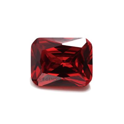 China Color Game Or Fire Ready To Ship 200 Pcs Wuzhou Hot Sale Garnet Cushion Cut Rectangle Shape Zircon Stones for sale