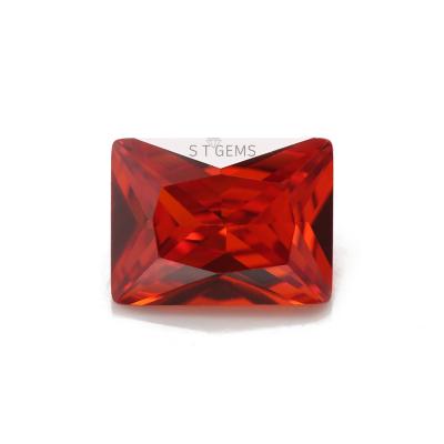 China Color Game Or Fire Ready To Ship 200 Pcs Shiny CZ Gemstones Rectangle Shape Orange Red Zircon Stone for sale