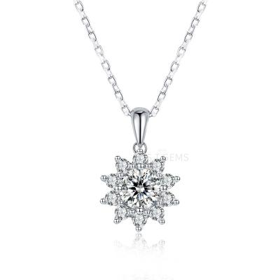 China Wholesale 2021 Luxury Sterling Silver Sun Flower o.5CT 1CT Moissanite High Quality 925 Pendant Jewelry for sale