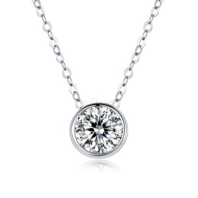 China Cute High Quality Round Cut 925 Sterling Silver 1CT Moissanite Pendant Jewelry With Certificate for sale