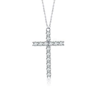 China Luxury Moissanite Cross 925 Sterling Silver 0.6CT Moissanite Hip Hop Pendant Jewelry High Quality for sale