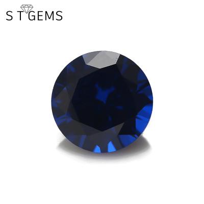 China St Heat Resistant Gems Fire 114#Blue Lab Gemstone Blue Spinel Round Shape Sapphire Synthetic Spinel for sale