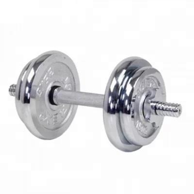 China Pure Steel Silver Chromed Adjustable Weightlifting Gym Equipment Durable Eco-friendly Dumbbell With Ergo Handle for sale