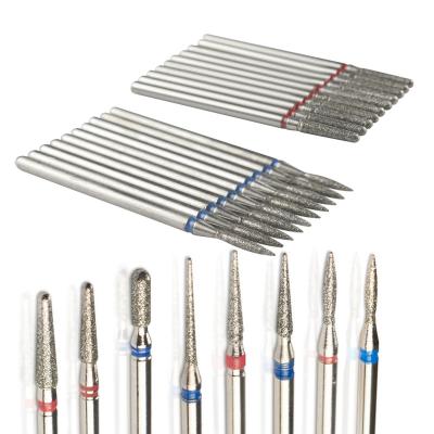 China Steel 10pcs Diamond Milling Cutter For Manicure Nail Drill Bit Set Accessory Pedicure EleCtric Machine Nail Bit Flies Gel Remover Tool for sale