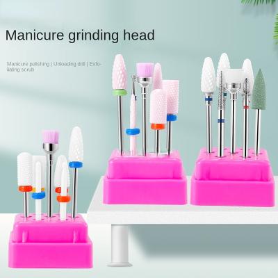 China Stainless steel Grinding head nail tungsten steel ceramal 7-piece set front nail remover nail polish exfoliating cleaning tool for sale