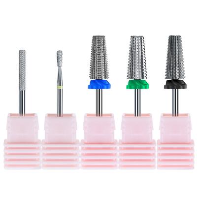 China Nail tips files and buffering Cone Carbide Tungsten Nail Drill Bit Manicure Drill For Milling Cutter Nail Files Buffer Nail Art Equipment Accessory for sale