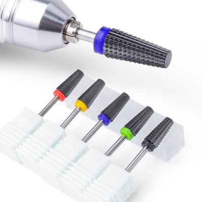 China For Electric Drill Machine Black 5 In 1 Ceramic Nail Drill Bit For Electric Drill Machine 3/32 Shank Milling Cutter Fast Remove Acrylic Or Hard Gel Nails for sale