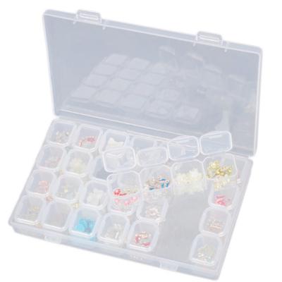 China Plastic 28 Grids Plastic Storage Box Separate Slots Nail Rhinestone Jewelry Beads Compartment Adjustable Display Case Organizer Boxes for sale