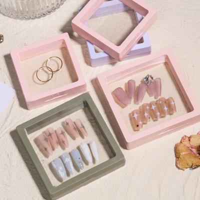 China Great flexibility 1pcs Nails Storage Box PE Film Transparent Elastic Dustproof Display Box Jewelry Storage Box 9x9cm Manicure Storage Tools for sale