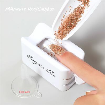 China Plastic Double Layer Glitter Powder Drill Nail Art Manicure Tools Profesional Jewelry Recycling Box Storage Portable Container White DIY for sale