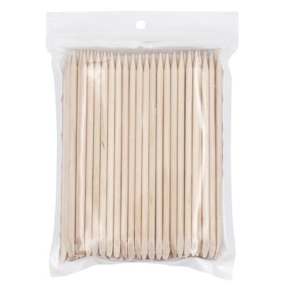 China Wood 100pcs 112mmNail Wooden Cuticle Pusher Nail Art Stickers Orange Wood Sticks Cuticle Removal Manicure Nail Art Tools for sale