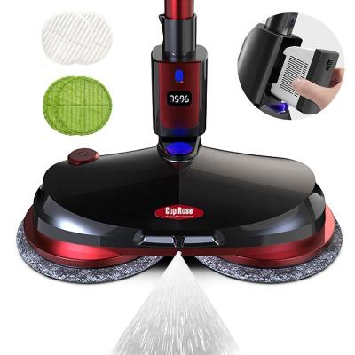 China Household 360 Dual Cordless Electric Broom! Wholesale Smart Home F911 Rotating Double Magic Broom With Water Spray/LED Light for sale