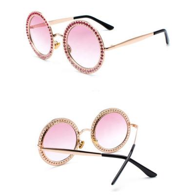 China Wholesale Trade Eyewear Round Pearl Luxury Pink Party Glass Sun Jewelry Decorative Rhinestone Sunglasses For Women for sale