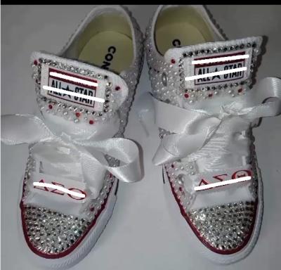 China Fashion Bling Trend Bling Luxurious Diamond Star Rhinestone Tennis Casual Canvas Shoes for sale