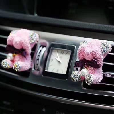 China Eco-Friendly Car Air Freshener Bling Crystal Car Pink Bear Air Freshener On Vents for sale