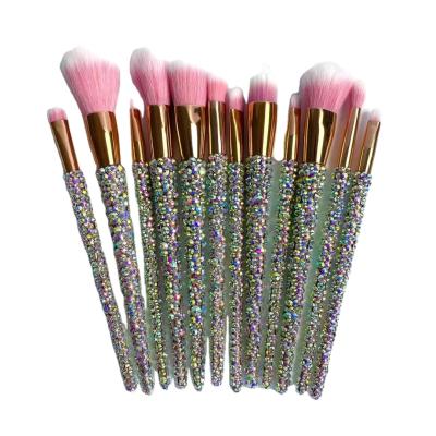 China Angular Blush OEM Bling Crystal Handle Diamond Travel Makeup Brushes Glitter Makeup Brush Set Makeup Brush Set Cute Custom Logo for sale