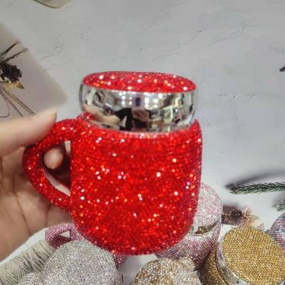 China PORTABLE Custom Ceramic Mug With Diamond Bling Rhinestone Unique Luxury Water Cup With Logo Mug Office Drinking Coffee Cup Cute For Girls for sale