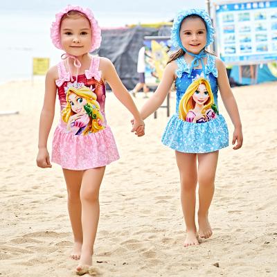 China 2021 Children Girls Swimwear Wholesale Breathable Bikini Girls One Piece Swimsuit With Hat for sale