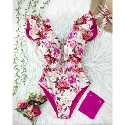 China Printed Breathable Ruffled Bottom Custom Plus Size Bikini Swimwear Bikini One Piece Swimwear 2021 for sale