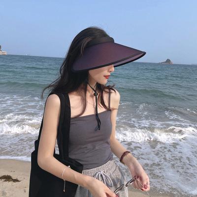 China Women Summer Sun Visor Striped Color Changing Empty Top Hat Beach Hat for sale