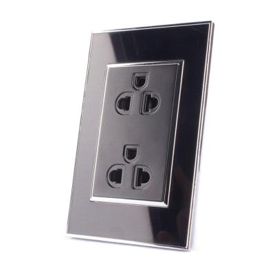 China Home Safety System 127volts 110V 250V 15A Glass Wall Outlet Outlet Glassy Black for sale