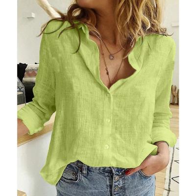 China Anti-pilling Leisure White Yellow Shirts Button Lapel Cardigan Top Lady Loose Long Sleeve Oversized Shirt Women's Blouses Spring Blusas Mujer for sale