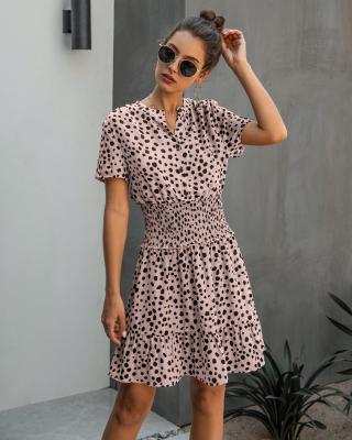 China Women's Viable Leopard Dress Summer Casual Black Ruffle Mini Dresses Buttons Ladies Purple Waisted Tailored Dress 2020 Women's Clothing for sale