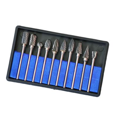 China Die Grinder Factory Price 10pcs Carbide Rotary Burrs Tungsten Set 3mm Shank 6mm Cutter Head For Metal Grinding for sale