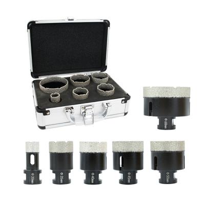 China Drilling Holes 6 Pieces M14 Diamond Drill Bit Set Vacuum Welded Hole Saw Set for Ceramic Granite Porcelain Brick Drilling Marble Concrete Stone for sale