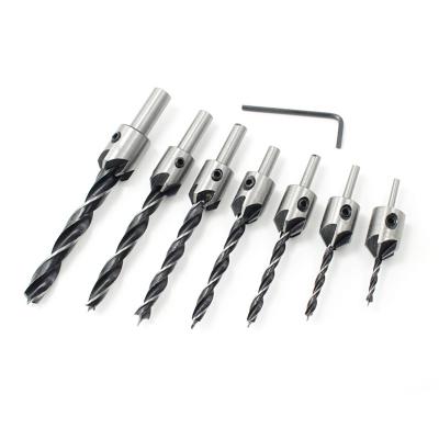 China Drilling Holes 7PCS Countersink Woodworking Drill Bit Set Carpentry Bit With Chamfering And Hex Wrench For Woodworking for sale