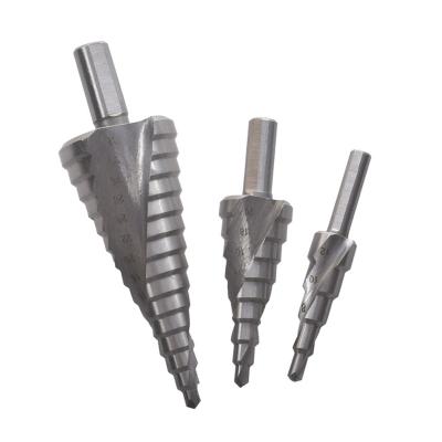 China Drilling Holes 3 Packs HSS Splines Hex Spiral Taper Step Leg Bright Drill Bits Set Total 32 Sizes From 4-32mm For DIY Industrial Metalworking for sale