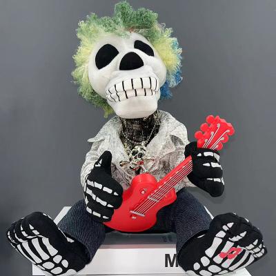 China Wholesale Electric Skeleton Mouth Gifts Plush Singing Guitar Swing Swinging Ghost Eco-friendly Material Creative Funny Instant Toys For Kid for sale