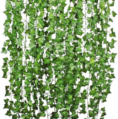 China Traditional Artificial Ivy Leaf Plants Vine Garden Office Wedding Wall Decor Hanging Garland Fake Foliage Flowers Home 84 Feet Green for sale