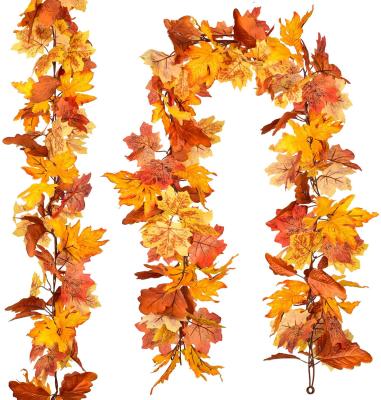 China Thanksgiving Home Decor Garland Maple Leaf Hanging Vine Garland Artificial Autumn Foliage Garland Fall Decoration For Home Wall Decor 2021 for sale